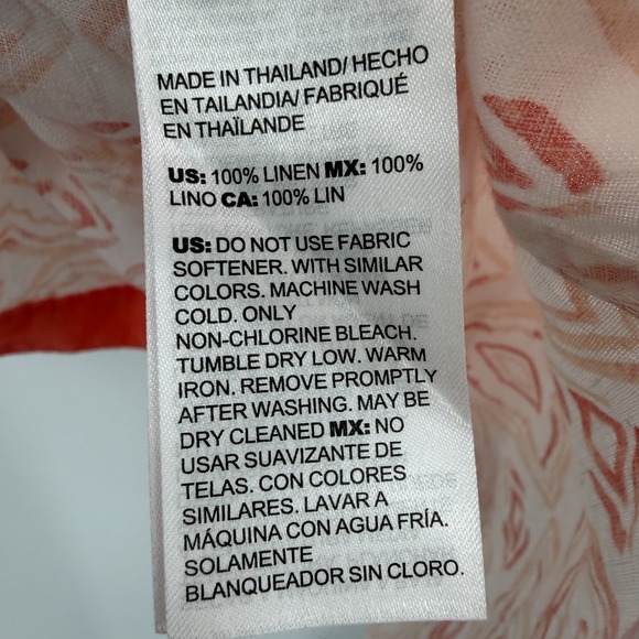 Chico's No Iron Linen Shirt Size 12 Button Down 3/4 Sleeve Geometric Print - Picture 6 of 9